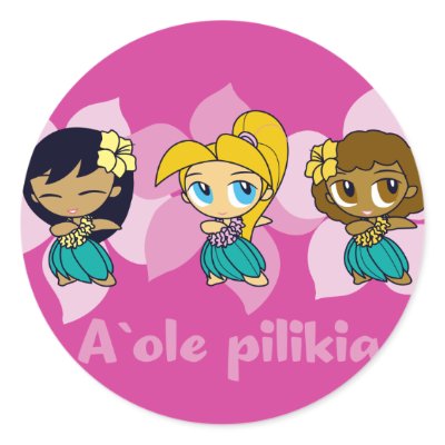 "Aloha Honeys " hula girls stickers in fuchsia by DriveIndustries