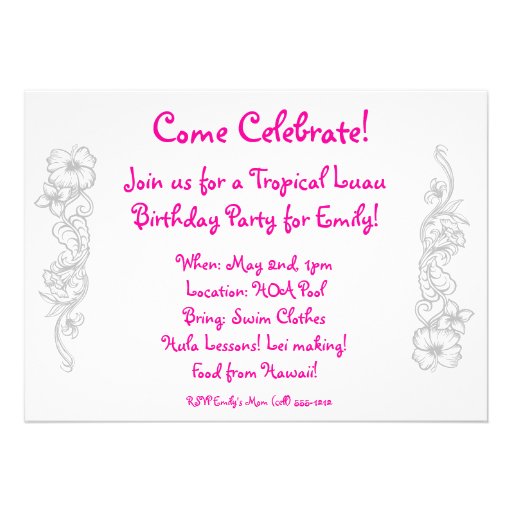 Aloha Honeys Luau Invite Card