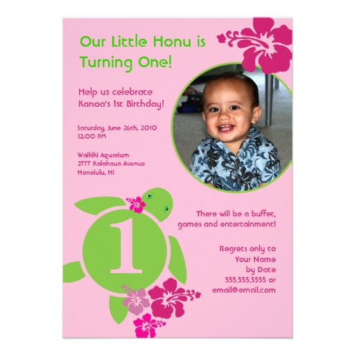 Aloha Honu Custom Photo Card Birthday Invitation