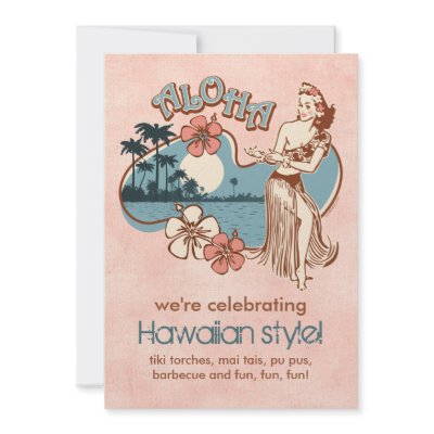 Aloha Hula Girl Party Invitation by pinkinkart
