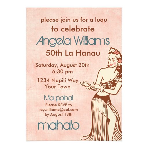 Aloha Hula Girl Party Invitation