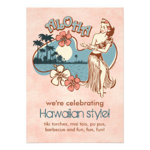 Aloha Hula Girl Party Invitation