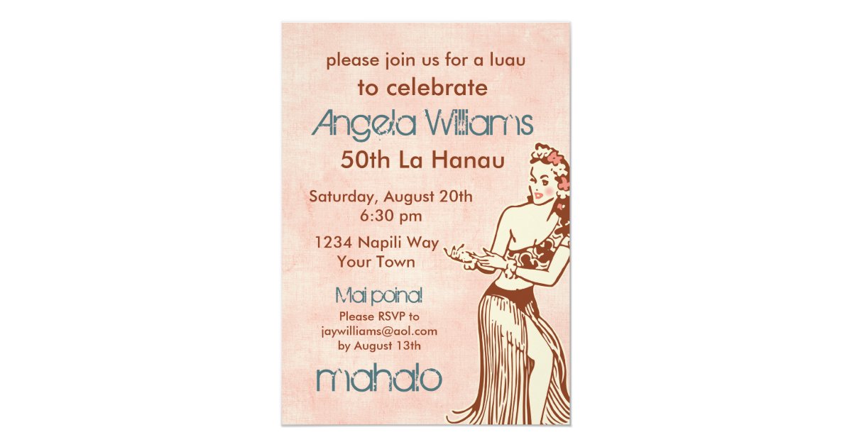 Aloha Hula Girl Party Invitation Zazzle