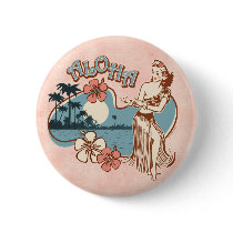 Aloha Hula Girl Pin Button