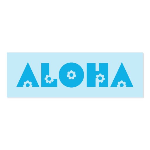 Aloha in Blue Flowers Business Card Template (front side)
