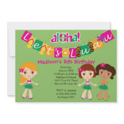 Aloha Little Luau Party Birthday Invitation invitation