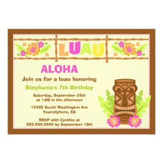 Aloha luau hibiscus cute birthday party invitation