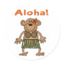 Aloha Monkey Round Stickers