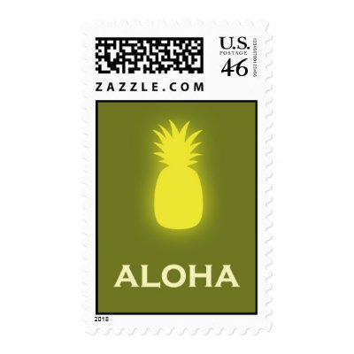 Aloha (pineapple - olive green) stamp