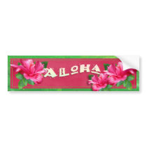 Aloha Pink Hibiscus Decorative Bumper Sticker