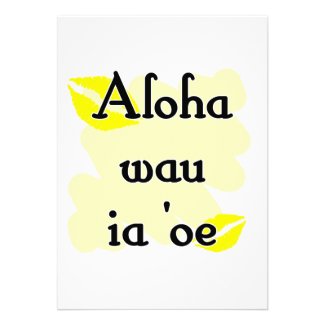Aloha wau ia 'oe - Hawaiian I love you Custom Invitation