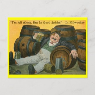 Alone But in Good Spirits in Milwaukee Vintage postcard