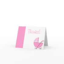 Along Came A Carriage Pink Baby Shower Thank You Card