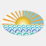 Along the Waves Blue Oval Sticker