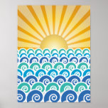Along the Waves Blue Poster
