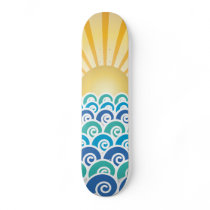 Along the Waves Blue Skateboard