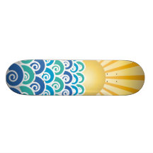 Along the Waves Blue Skateboard