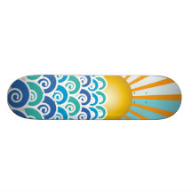 Along the Waves Blue Skateboard