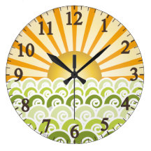 Along the Waves Green Round Wall Clock