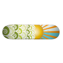 Along the Waves Green Skateboard
