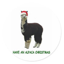 Alpaca Christmas Round Sticker