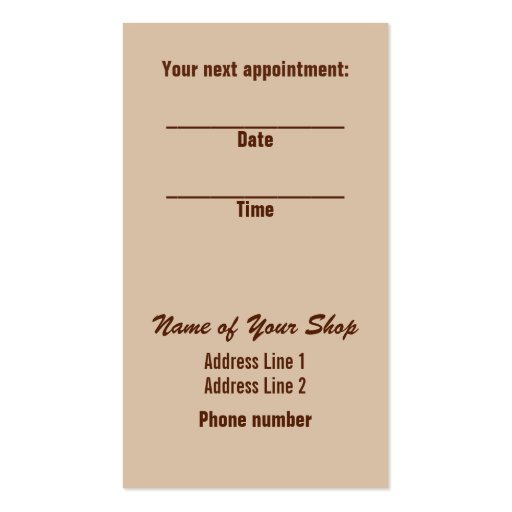 Alpaca hairstylist appointment cards business card templates (back side)