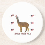 Alpaca Happy 4th of July Drink Coaster