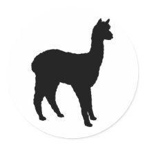 Alpaca Silhouette Round Sticker
