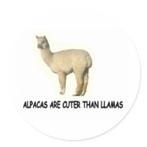 Alpacas are cuter than llamas round sticker