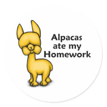 Alpacas ate my Homework Sticker