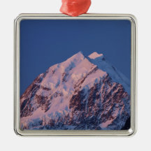 Alpenglow on Aoraki Mount Cook, Mackenzie 2 Christmas Tree Ornaments