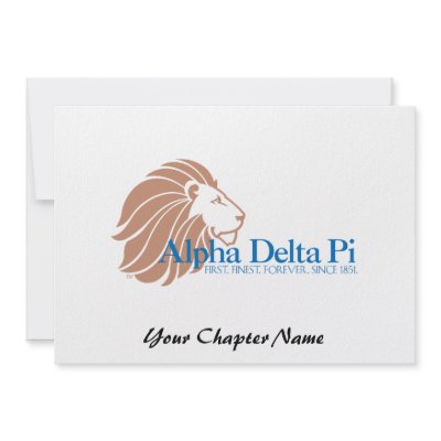 Alpha Delta Pi Gold Lion and Blue Name Personalized Announcement by alphadeltapi