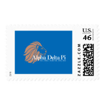 Alpha Delta Pi Gold Lion with Blue Background Stamps