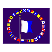 Alpha "Diver Down" Nautical Signal Flag Post Cards