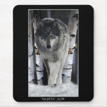 Alpha Grey Wolf & Winter Birch Trees Mousepads