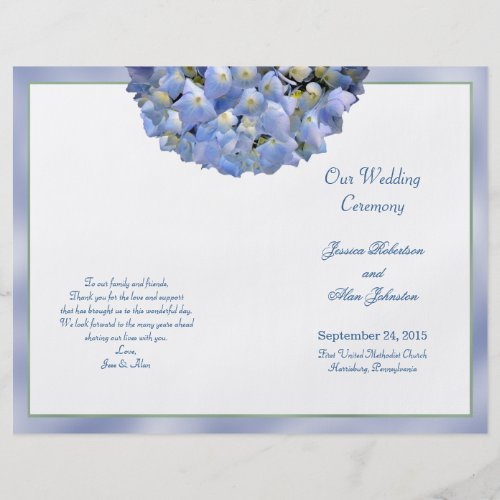 Alpha Hydrangea Folded Wedding Program Template by BlueHyd 