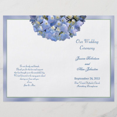 Free Wedding Programs Templates on Alpha Hydrangea Folded Wedding Program Template Flyer