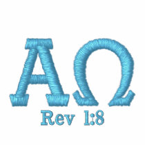 ALPHA/OMEGA Brn/Blue embroidered shirts by Sherilaine ALPHA/OMEGA Brn/Blue embroidered shirts