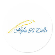 Alpha Xi Delta with Quill Round Stickers