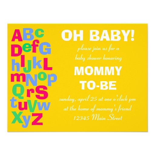 Alphabet Baby Shower Personalized Invite