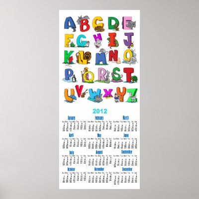 Wall Calendar 2012 on Alphabet Cartoon Wall Calendar 2012 From 14 95 Poster From Zazzle Com