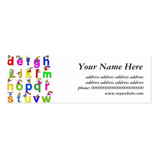 Alphabet Children Business Cards (front side)