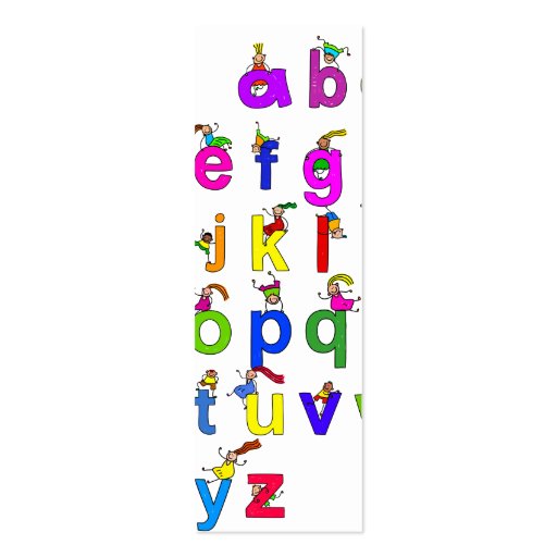 Alphabet Children Business Cards (back side)