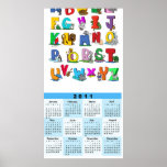 alphabet  (from 14.95) cartoon wall calendar 2011 poster