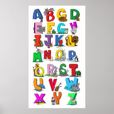 alphabet (from 14.95) cartoon wall chart poster by funny_tshirt