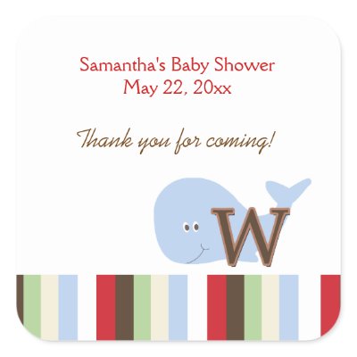 Alphabet Jungle Soup (Whale) SQUARE Favor Sticker by allpetscherished