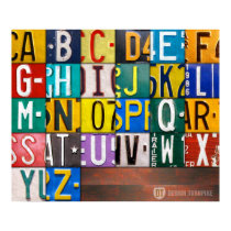 Alphabet Letters License Plate Art Poster posters
