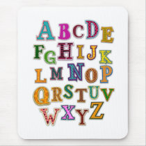 Alphabet Patches Mouse Pad