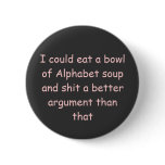 Alphabet soup pinback button