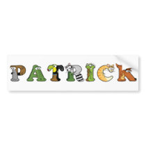 Alphabetimals Personalized Name Bumper Sticker